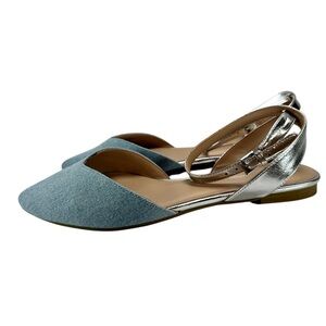 BCBGeneration Mae Smo Metallic Vach/Denim Flats, BC671, Size 8M